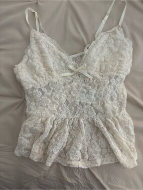 Ecote Ivory Lace Peplum Camisole